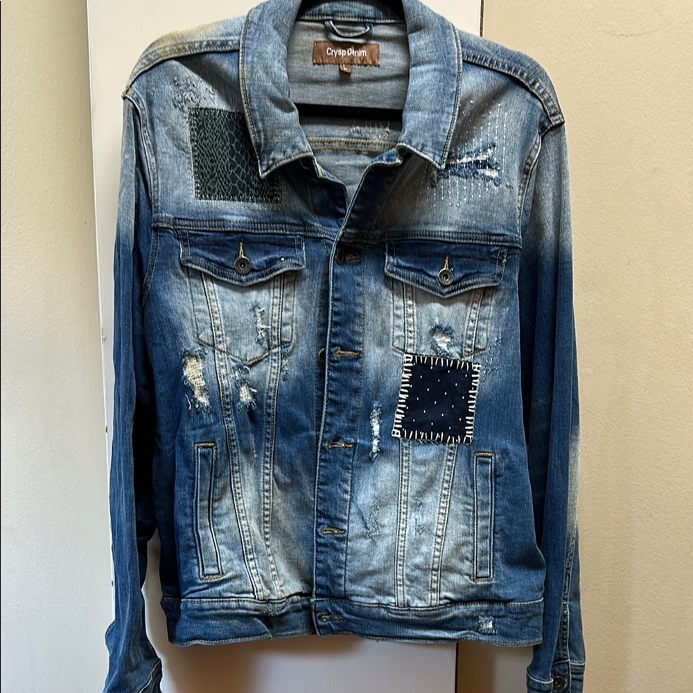 Crysp Denim Jacket With Patchwork Large - image 1